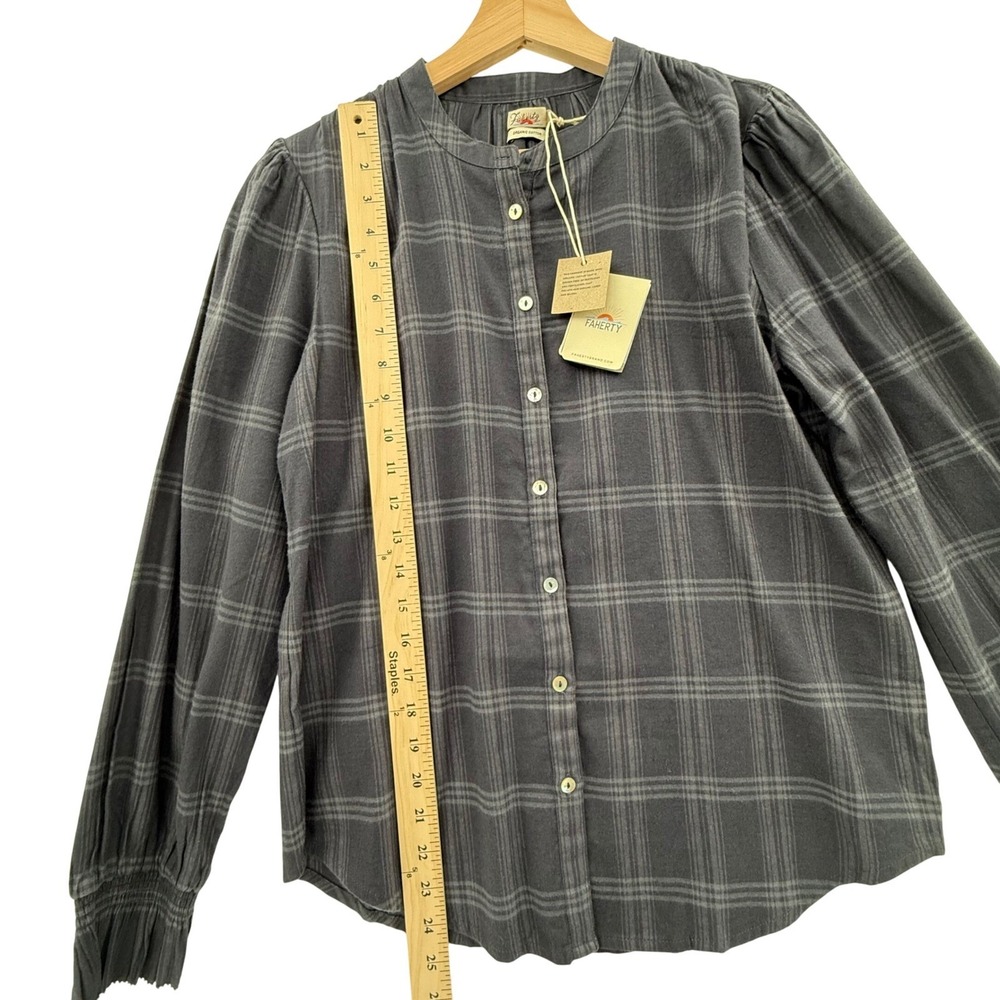 Faherty Harper Top Aspen Black Plaid Small Cottagecore Fishermancore Scandi - Picture 5 of 10